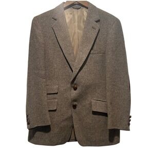 Vintage Botany 500 Jack Lang Clothes Mens Tweed Wool Blazer Elbow Patches‎ Brown